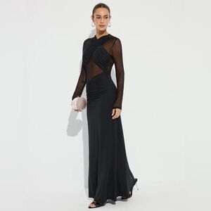 Black Semi Sheer Maxi Dress
